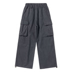 Men's Wide Cargo Pants with Elastic Waistband, Drawstring and Overlapping Panels Fashion Glam