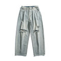 Unisex Relaxed-Fit Vintage-Jeans with high waist and distinctive ripped knee section Fashion Glam