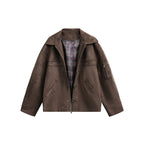 Men's short jacket in boxy format made of suede look with toggle closures and zipper Fashion Glam