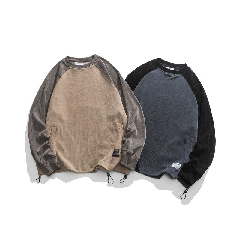 Unisex Oversize Cord Sweatshirt with Raglan Sleeves, Kangaroo Pockets and Drawstring Hem Fashion Glam