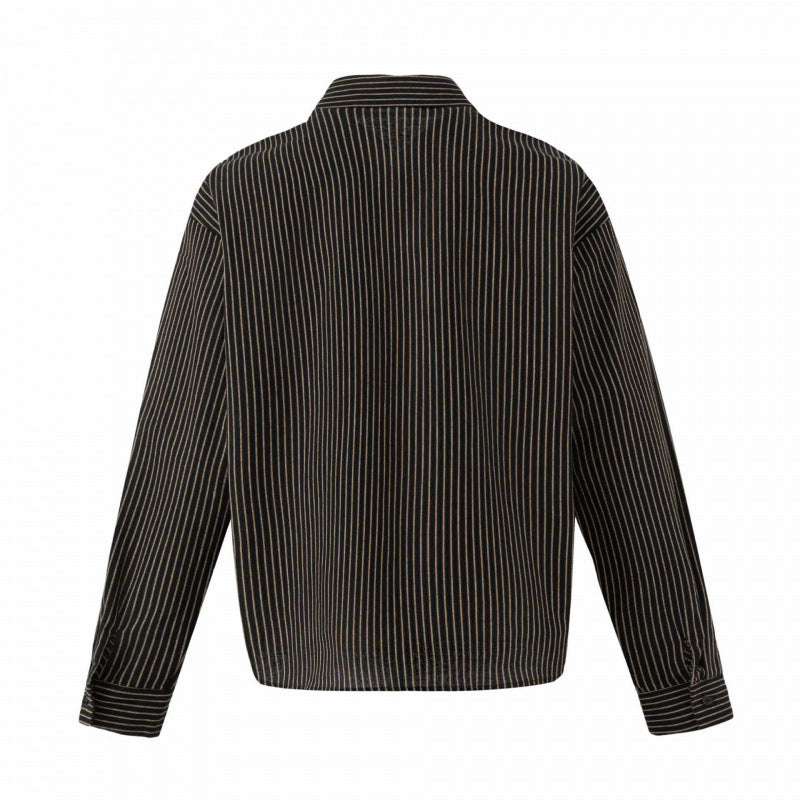 Unisex Oversize Pinstripe Shirt with Boxy Silhouette and Shirt Collar Fashion Glam