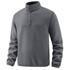 Men's Casual Thermal Fleece Sweater with Button Placket and Elastic Cuffs Fashion Glam