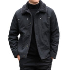 Men's short jacket with teddy lining and lapel collar, windproof transitional jacket Fashion Glam