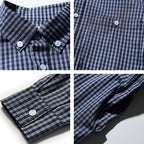 Men's Oversized Checked Shirt in Boxy Cut with Button-Down Collar and Curved Hem Fashion Glam