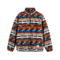 Unisex Fleece Pullover Half Zip with Aztec Pattern and High Stand-Up Collar Fashion Glam
