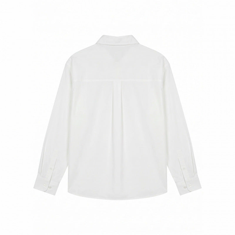 Unisex Embroidered Oversized Shirt made of Cotton Blend with Button Placket and Subtle Motif Embroidery Fashion Glam