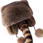 Women's winter hat with ear flaps, pom pom and animal ears made of high-quality faux fur Fashion Glam