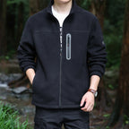 Men's Thermal Microfleece Outdoor Jacket with Stand-Up Collar, Waterproof Chest Zip Pocket Fashion Glam