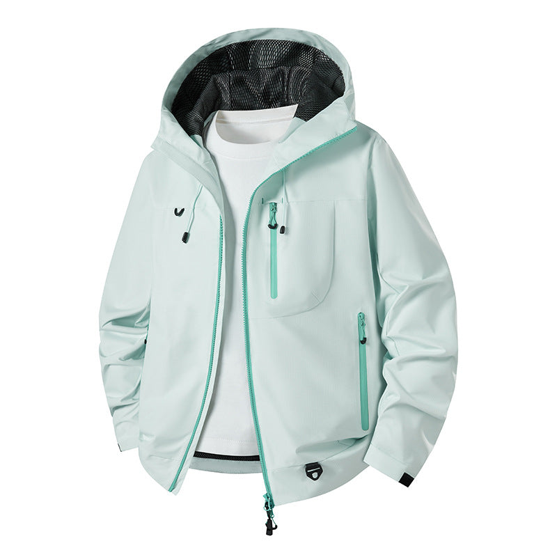 Men's water-repellent technical softshell jacket with hood, breathable mesh lining and zippered pockets Fashion Glam