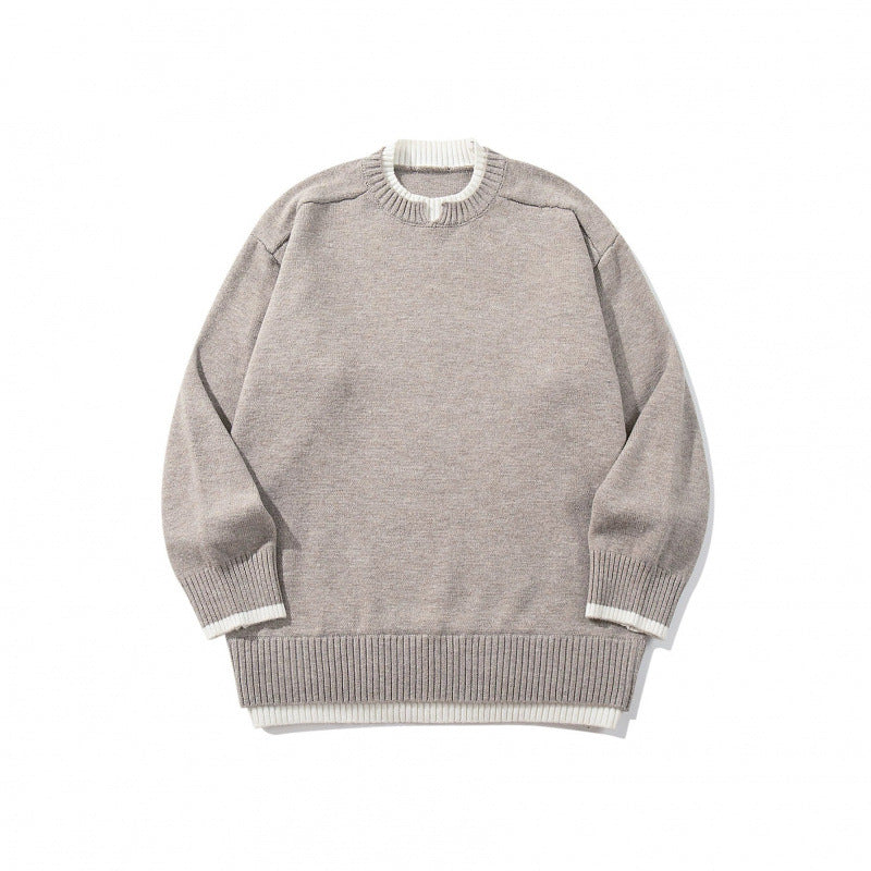 Unisex Relaxed-Fit Fine Knit Sweater with Contrast Cuffs and Extended Ribbed Hem Fashion Glam