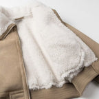 Women's Short Velvet Bomber Jacket with Teddy Collar Fashion Glam
