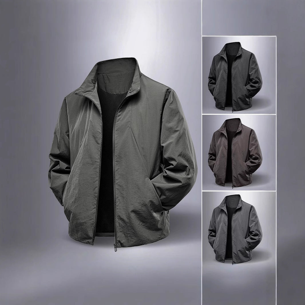 Men's ultralight windproof transitional jacket with stand-up collar and hidden zipper Fashion Glam