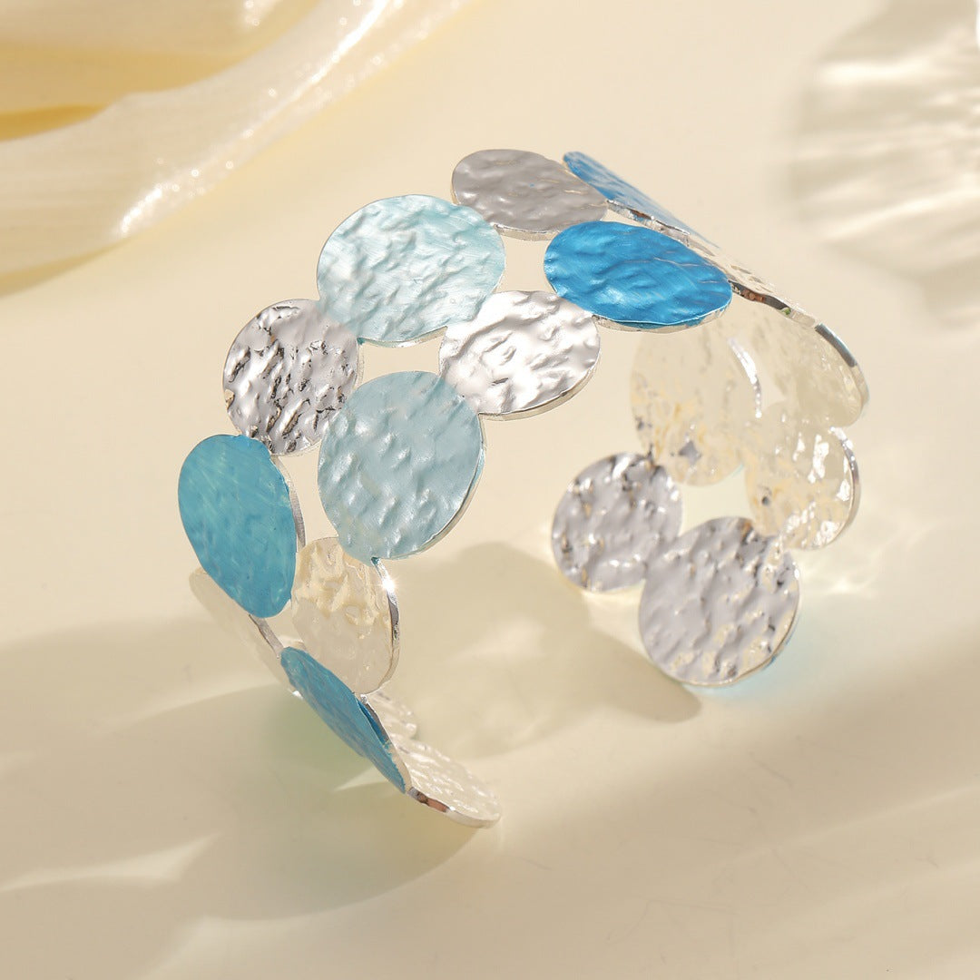 Ladies Open Bangle with Intricate Circle Design Fashion Glam