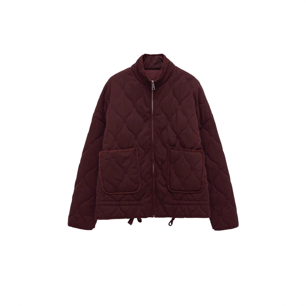 Women’s quilted jacket with stand-up collar, cushion quilting and drawstring Fashion Glam