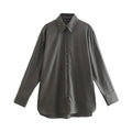 Women's Oversize Shirt Blouse with Extended Back, Boxy Cut and Continuous Button Placket Fashion Glam