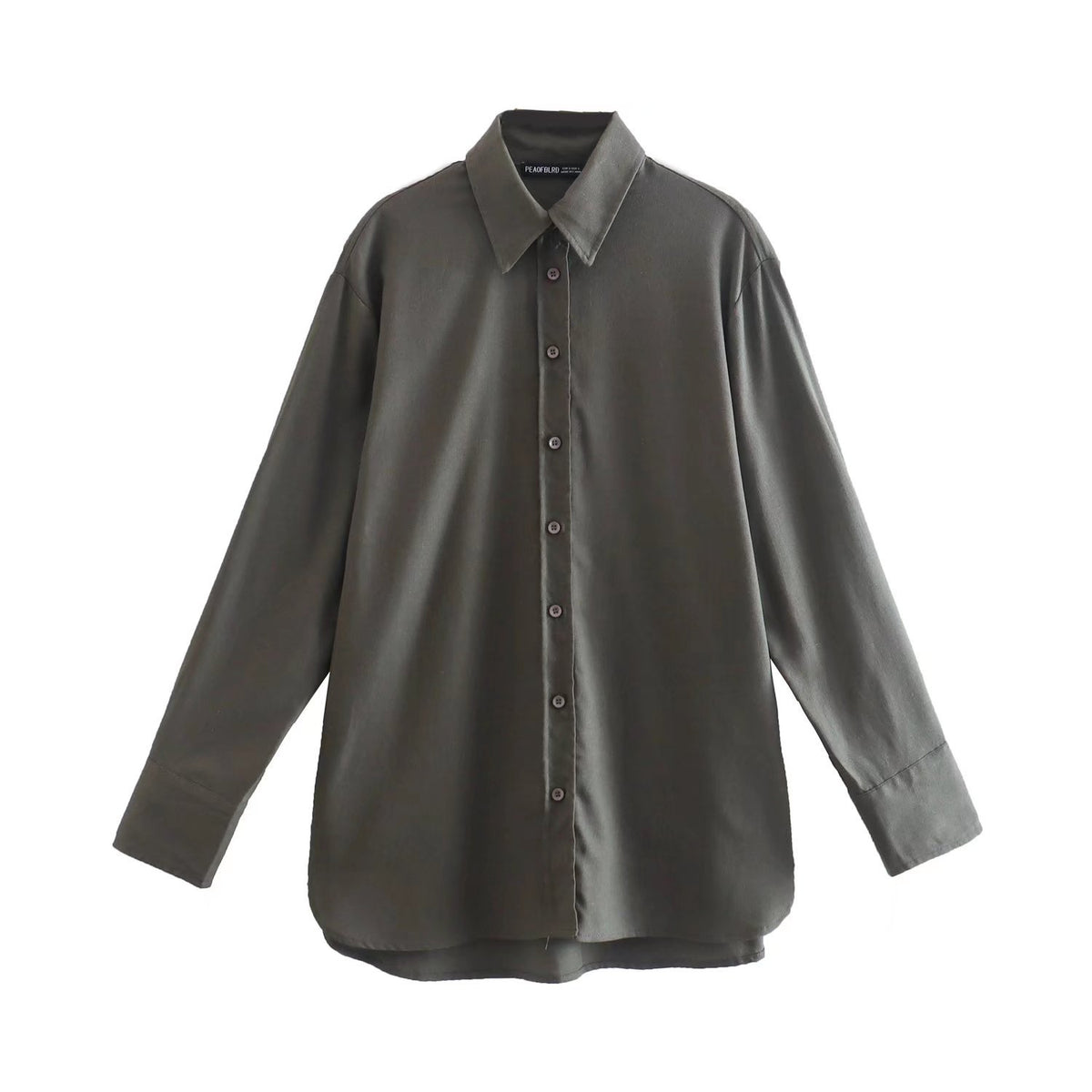 Women's Oversize Shirt Blouse with Extended Back, Boxy Cut and Continuous Button Placket Fashion Glam