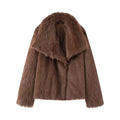 Women's Short Boxy Faux Fur Coat with Generous Shawl Collar and Soft Lining Fashion Glam