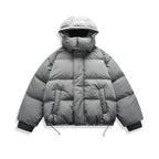 Unisex Short Padded Jacket with Hood, High Stand-Up Collar, and Adjustable Hem Fashion Glam