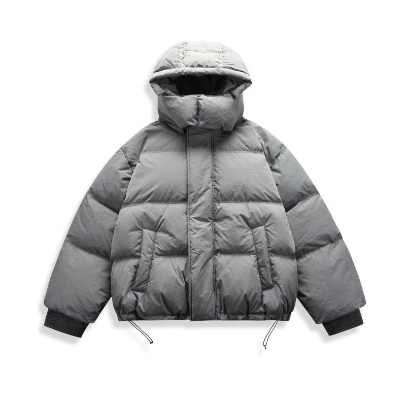 Unisex Short Padded Jacket with Hood, High Stand-Up Collar, and Adjustable Hem Fashion Glam