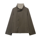 Women's short cape coat with high stand-up collar, concealed button placket and slanted pockets Fashion Glam