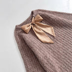 Women Oversize Mohair-Optics Knit Sweater with Back Bow Fashion Glam