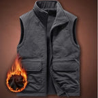 Men's Thermal Fleece Vest with windproof nylon outer layer, high stand collar, and multifunctional pockets Fashion Glam