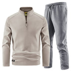 Men's Fleece Training Set with Stand-up Collar and Elastic Waistband Fashion Glam