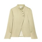 Women's Asymmetric Blouse Jacket with Stand-Up Collar and Flared Cuffs Fashion Glam