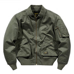 Men's Short-Cut Canvas Bomber Jacket in Utility-Field Style with Pocket Organizer Fashion Glam