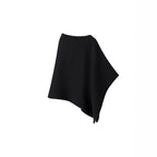 Ladies Asymmetric Fine Knit Poncho with Round Neck Fashion Glam