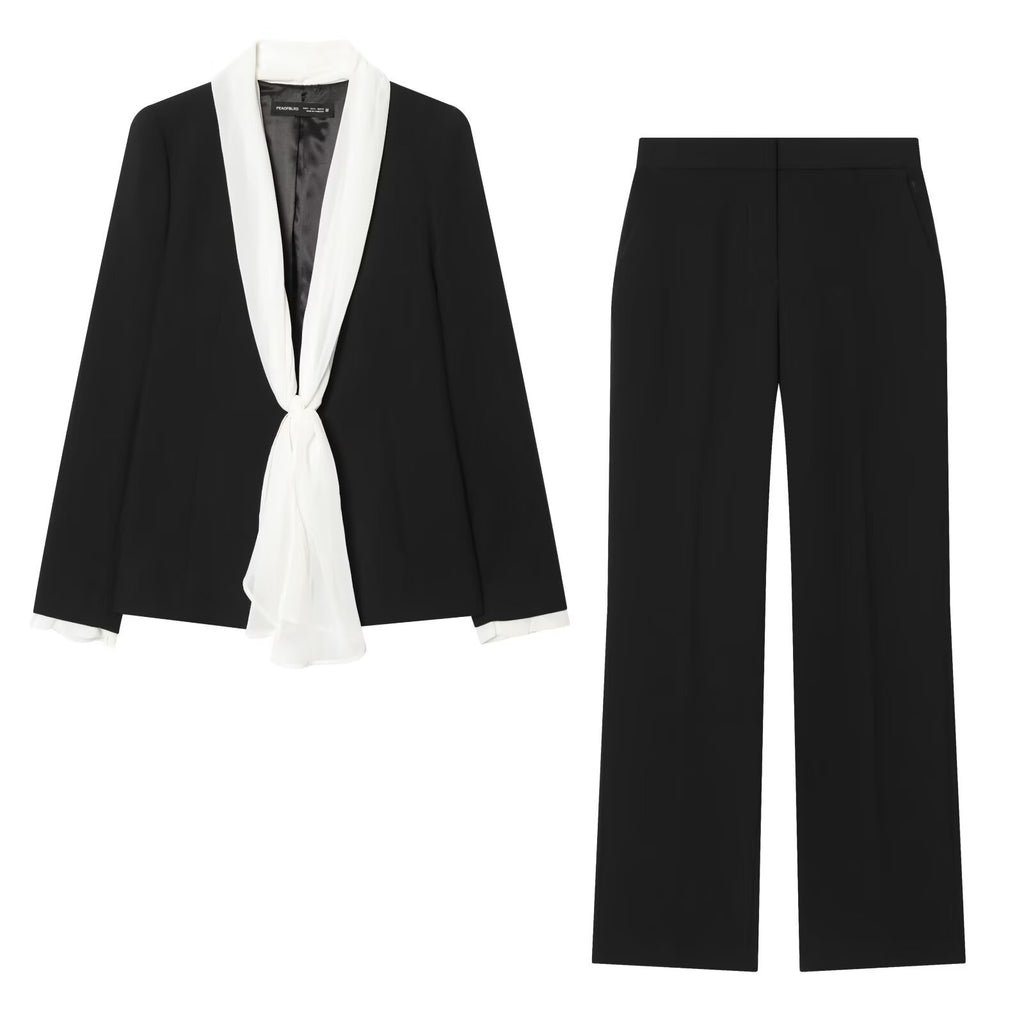 Women's elegant high-waisted wide-leg suit pants with crease Fashion Glam