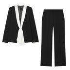 Women's elegant high-waisted wide-leg suit pants with crease Fashion Glam