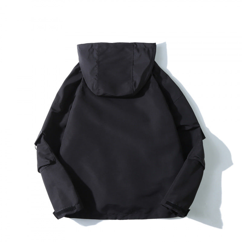 Unisex Loose-Fitting Utility Softshell Jacket with Hood and Multiple Pockets Fashion Glam