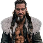 Men's faux fur shoulder cape in Nordic style with voluminous long pile Fashion Glam