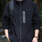 Men's Breathable Microfleece Jacket with Water-Repellent Chest Zip Placket and Stand-Up Collar Fashion Glam