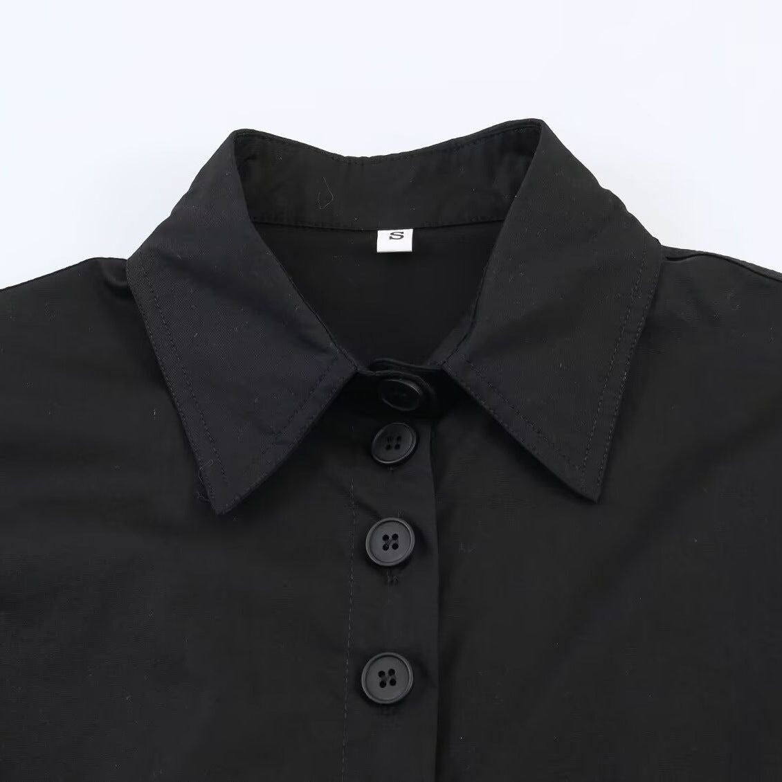 Women cropped blouse jacket with continuous button placket and shirt collar Fashion Glam