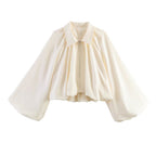 Women’s short jacket with oversized balloon sleeves and zipper Fashion Glam