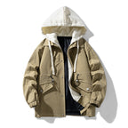 Men's utility field jacket with contrasting hood, adjustable hem and large patch pockets Fashion Glam