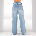 Women's wide high-waist jeans pants in palazzo style Fashion Glam