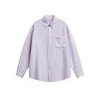 Unisex Lightweight Oversized Shirt from Structured Cotton Blend with Kent Collar and Patch Chest Pocket Fashion Glam