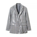 Ladies glencheck blazer with sequin trim and patch pockets Fashion Glam