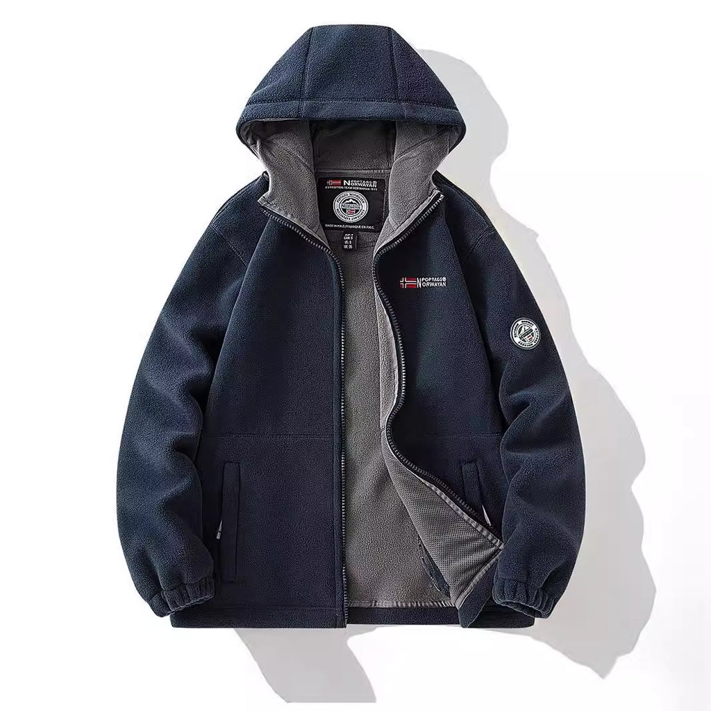 Women's Hooded Fleece Jacket with Teddy Lining and Full Zip Fashion Glam