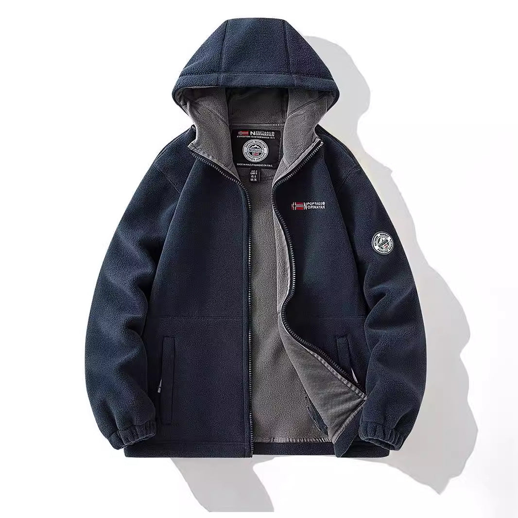 Women's Hooded Fleece Jacket with Teddy Lining and Full Zip Fashion Glam