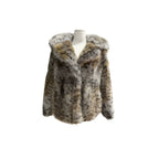 Women's short jacket made of high-quality faux fur with a hood and concealing boxy silhouette Fashion Glam