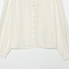 Women's Pleated Chiffon Blouse with Ruffled Collar and Tie Band Fashion Glam