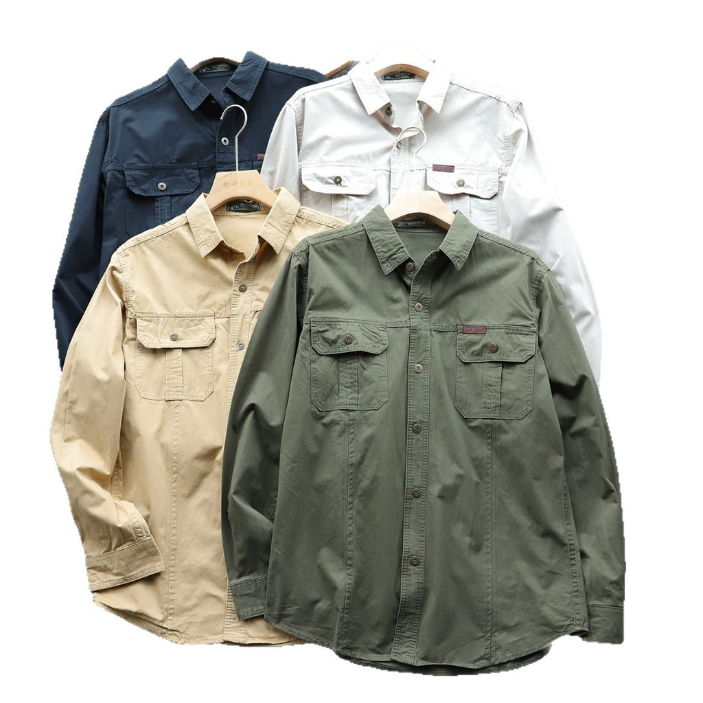 Men's shirt jacket made of cotton twill with chest flaps and button placket Fashion Glam