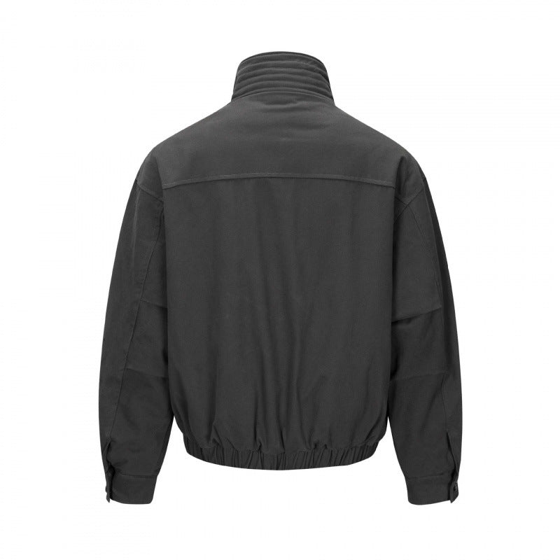 Men's short jacket in field look with reinforced stand-up collar, distinctive button placket and drawstring hem Fashion Glam