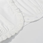 Women's Cropped Lace Bolero Blouse with Stand Collar and Eyelet Embroidery Fashion Glam