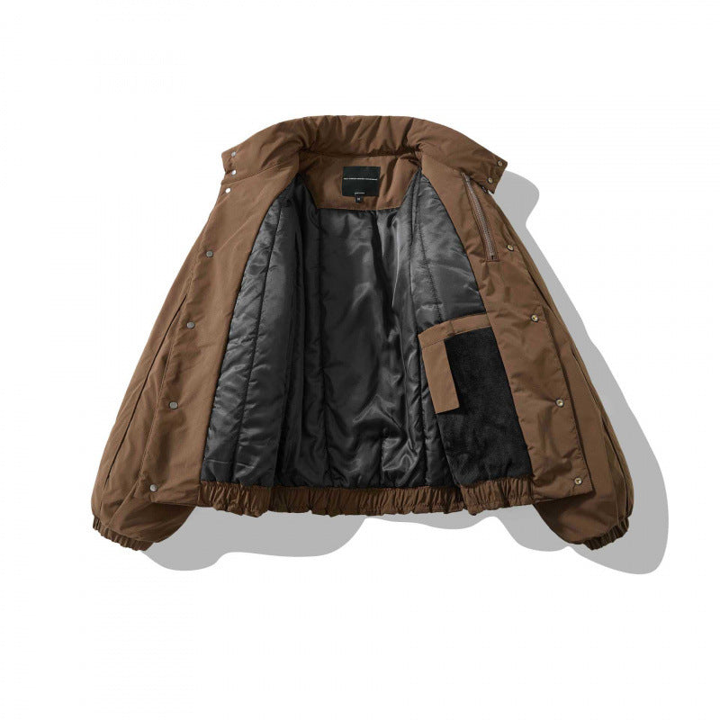 Unisex Oversized padded short jacket with high stand-up collar and elastic hems Fashion Glam