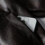 Men's leather bomber jacket in boxy cut with full-length zipper and ribbed hem Fashion Glam